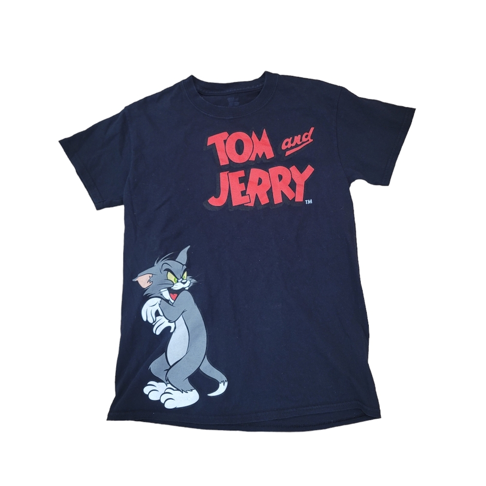 Tom & Jerry Cartoon TShirt Cat Mouse Retro 80s Hanna Barbara Black‎ Red Size S
